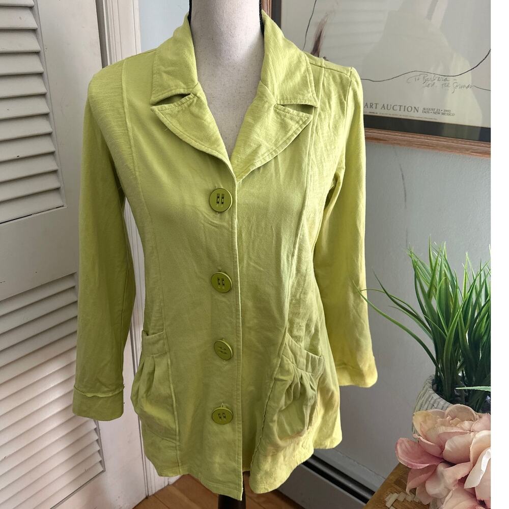 Habitat Jacket Womens XS Lime Green Jersey Knit Casual Bohemian Coastal Travel